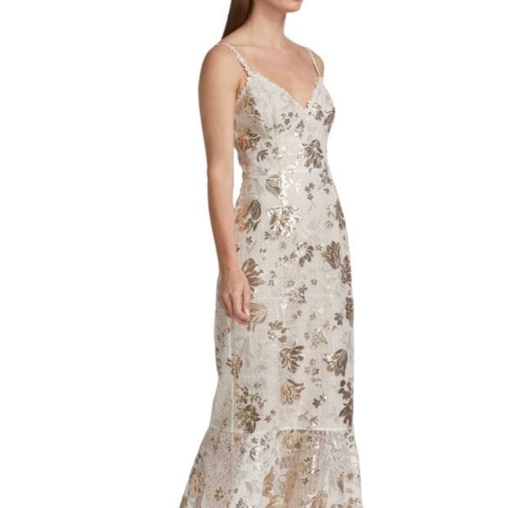 Marchesa Cream Floral Maxi Dress